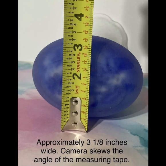 *SOLD* 9” Cobalt Blue & White Satin Finish Vase w/Handle ~Handblown Art Glass - Picture 9 of 10